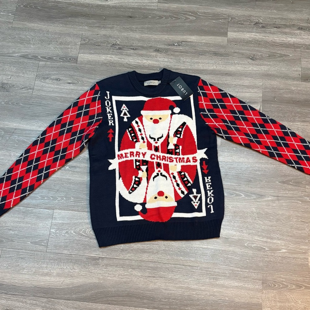 Navy and Red Christmas Sweater